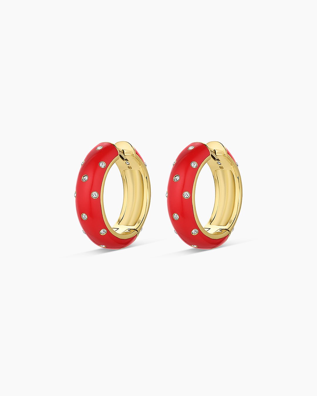 Noel Enamel Shimmer Hoops || option::18k Gold Plated, Red