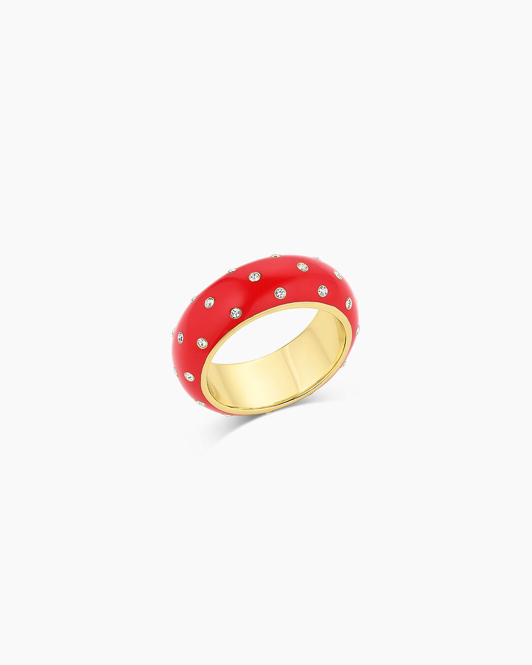 Noel Red Enamel Shimmer Ring || option::18k Gold Plated