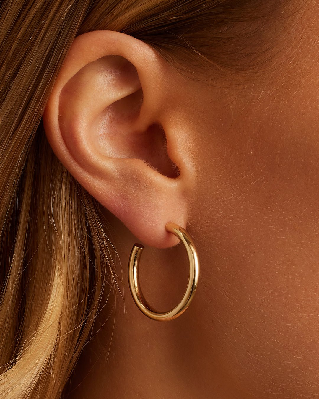 14k Gold Carter Hoops || option::14k Solid Gold, 25mm, Single