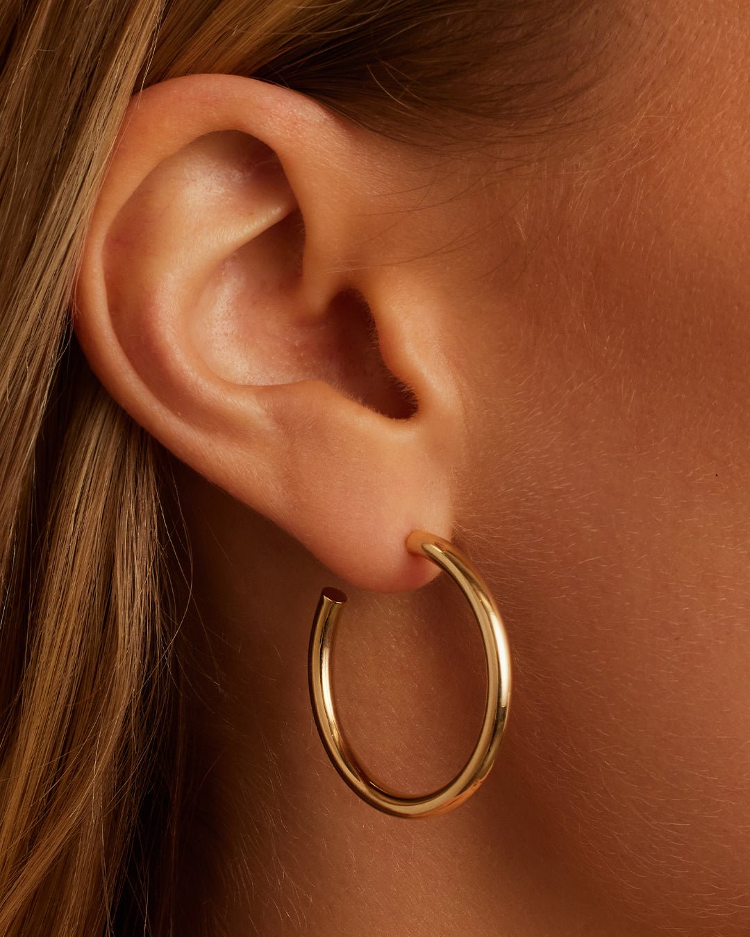 14k Gold Carter Hoops || option::14k Solid Gold, 30mm, Single