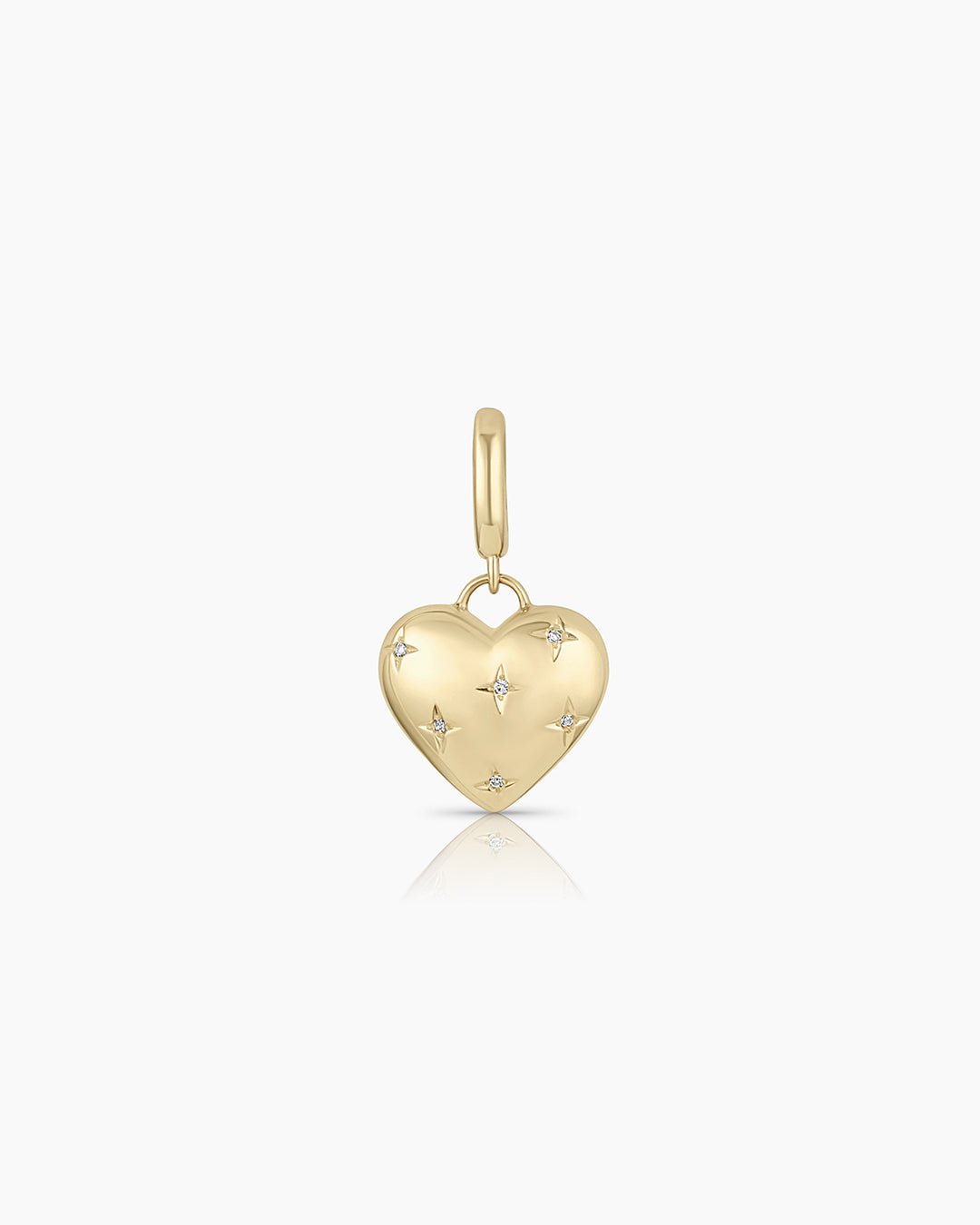 14k Gold Diamond Heartful Charm || option::14k Solid Gold