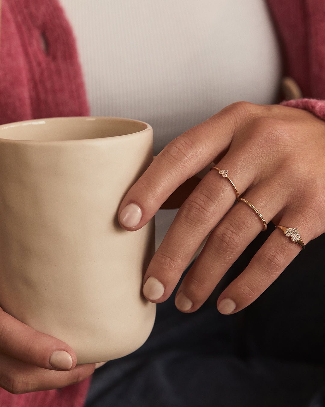 Diamond Pavé Heart Ring || option::14k Solid Gold