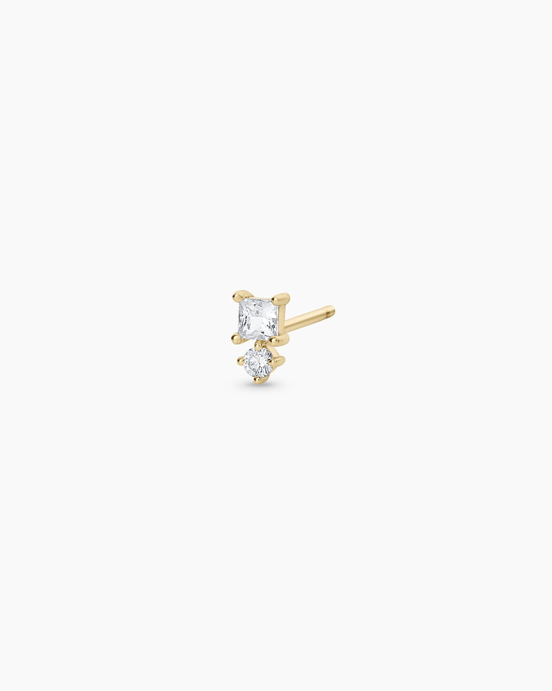 Diamond and White Sapphire Studs || option::14k Solid Gold