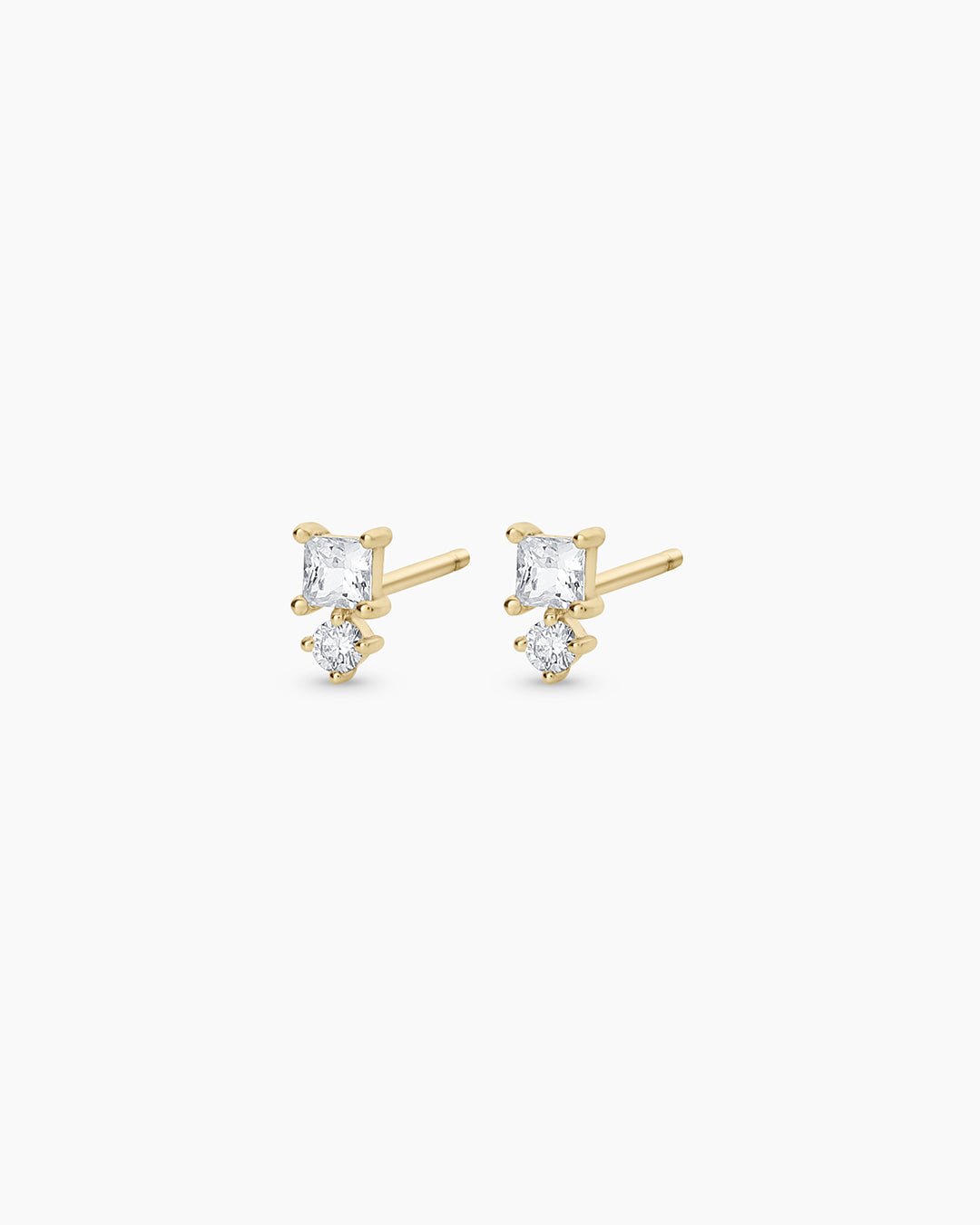 Diamond and White Sapphire Studs || option::14k Solid Gold