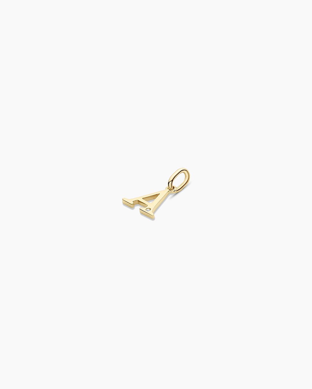 Diamond Vintage Alphabet Charm || option::14k Solid Gold, A