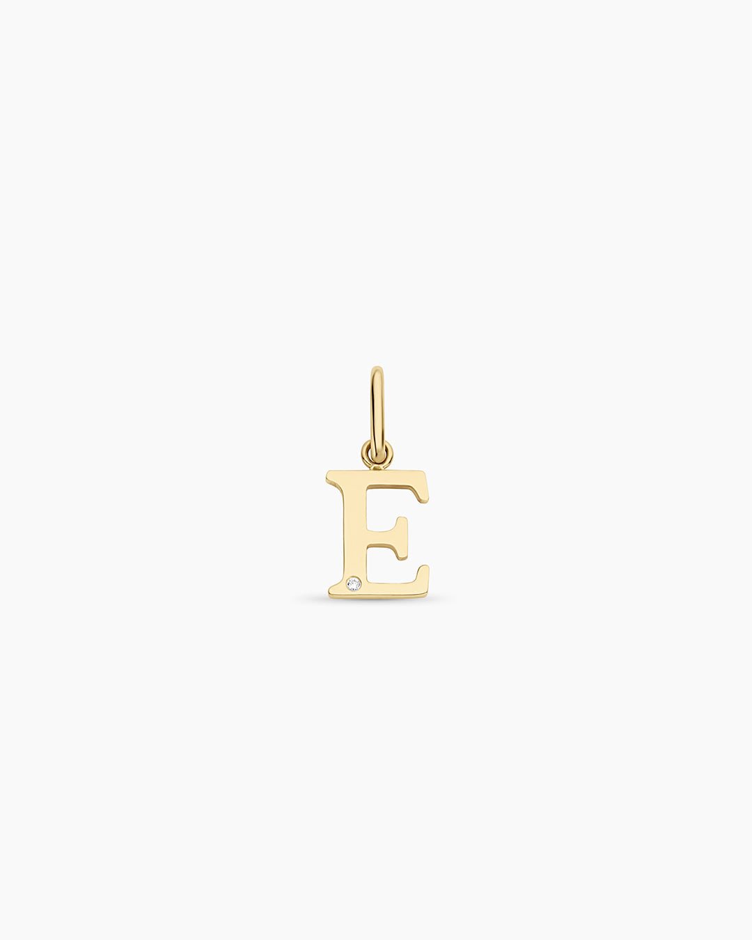 Diamond Vintage Alphabet Charm || option::14k Solid Gold, E