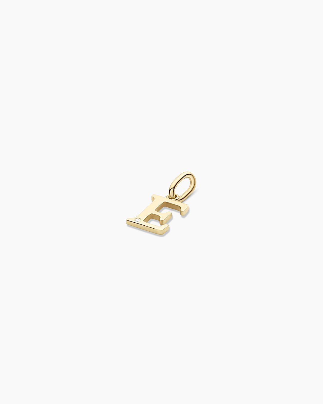 Diamond Vintage Alphabet Charm || option::14k Solid Gold, E