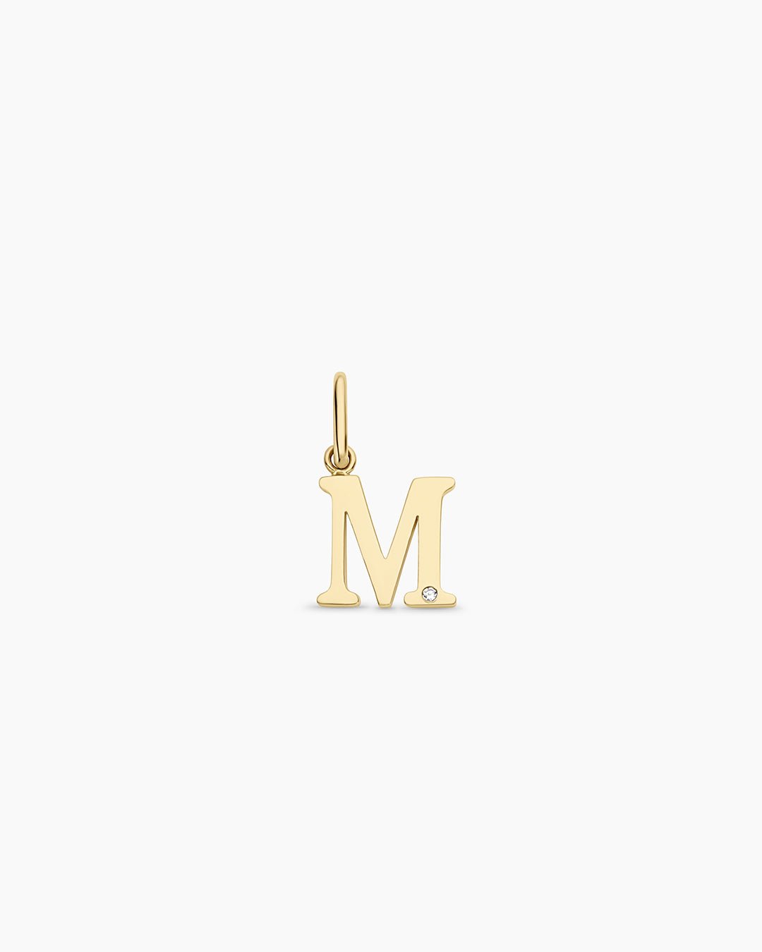 Diamond Vintage Alphabet Charm || option::14k Solid Gold, M