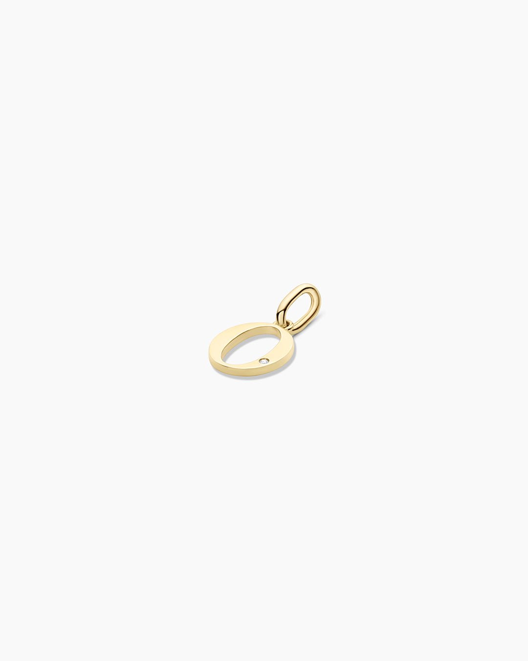 Diamond Vintage Alphabet Charm || option::14k Solid Gold, O