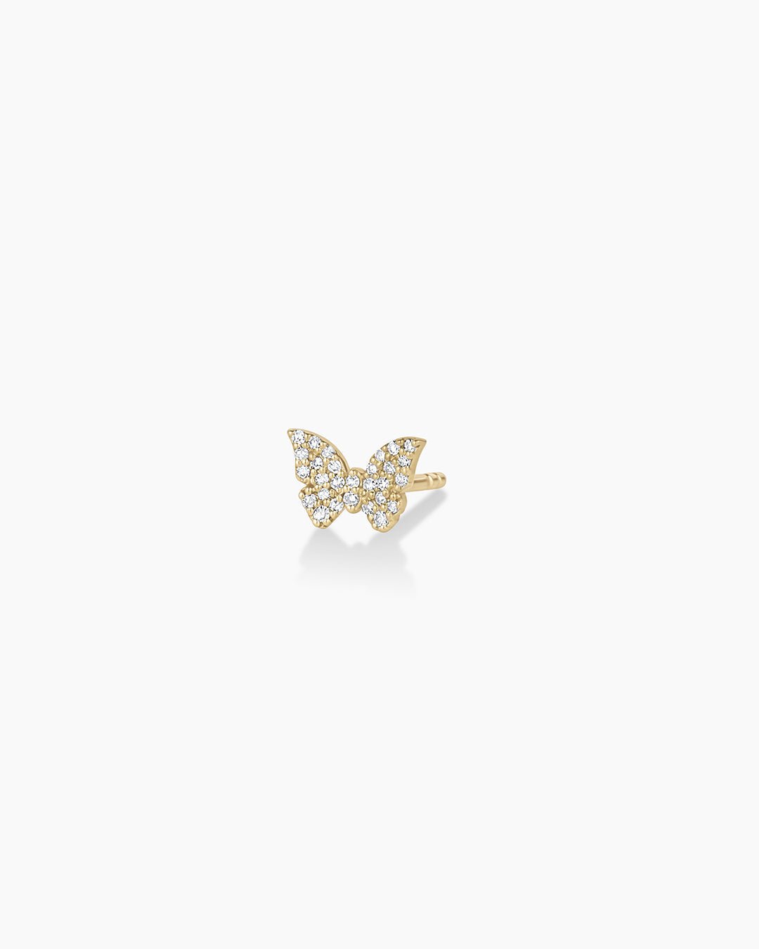 Diamond Butterfly Studs || option::14k Solid Gold, Single