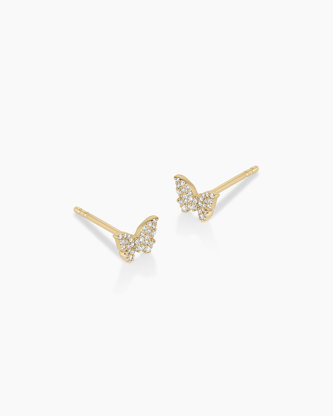 Diamond Butterfly Studs || option::14k Solid Gold, Pair