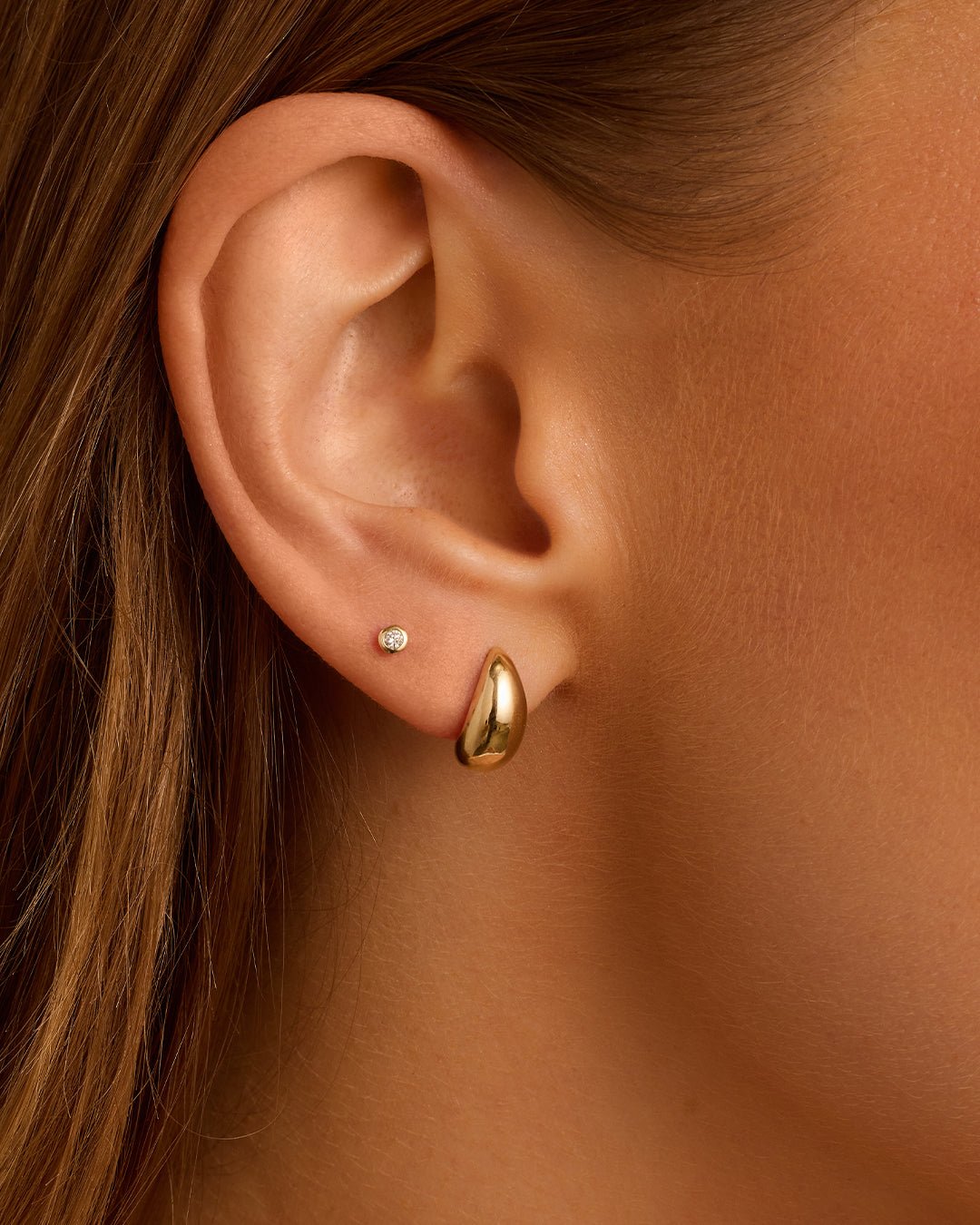 14k Gold Banks Studs || option::14k Solid Gold, Single