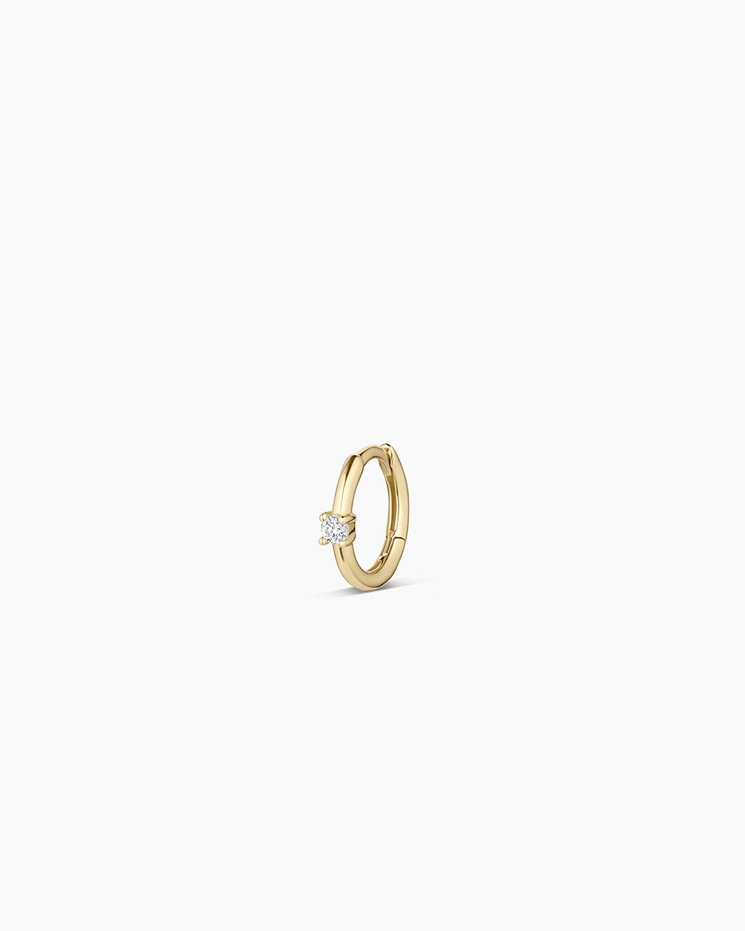 Diamond Solitaire Huggie || option::14k Solid Gold, Single