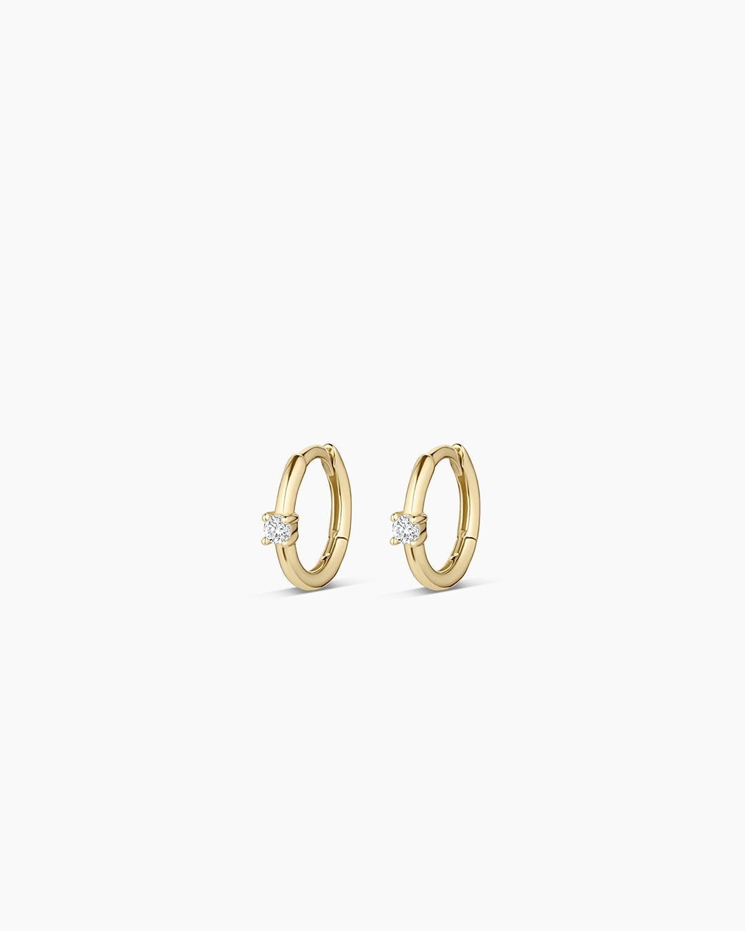 Diamond Solitaire Huggies || option::14k Solid Gold, Pair