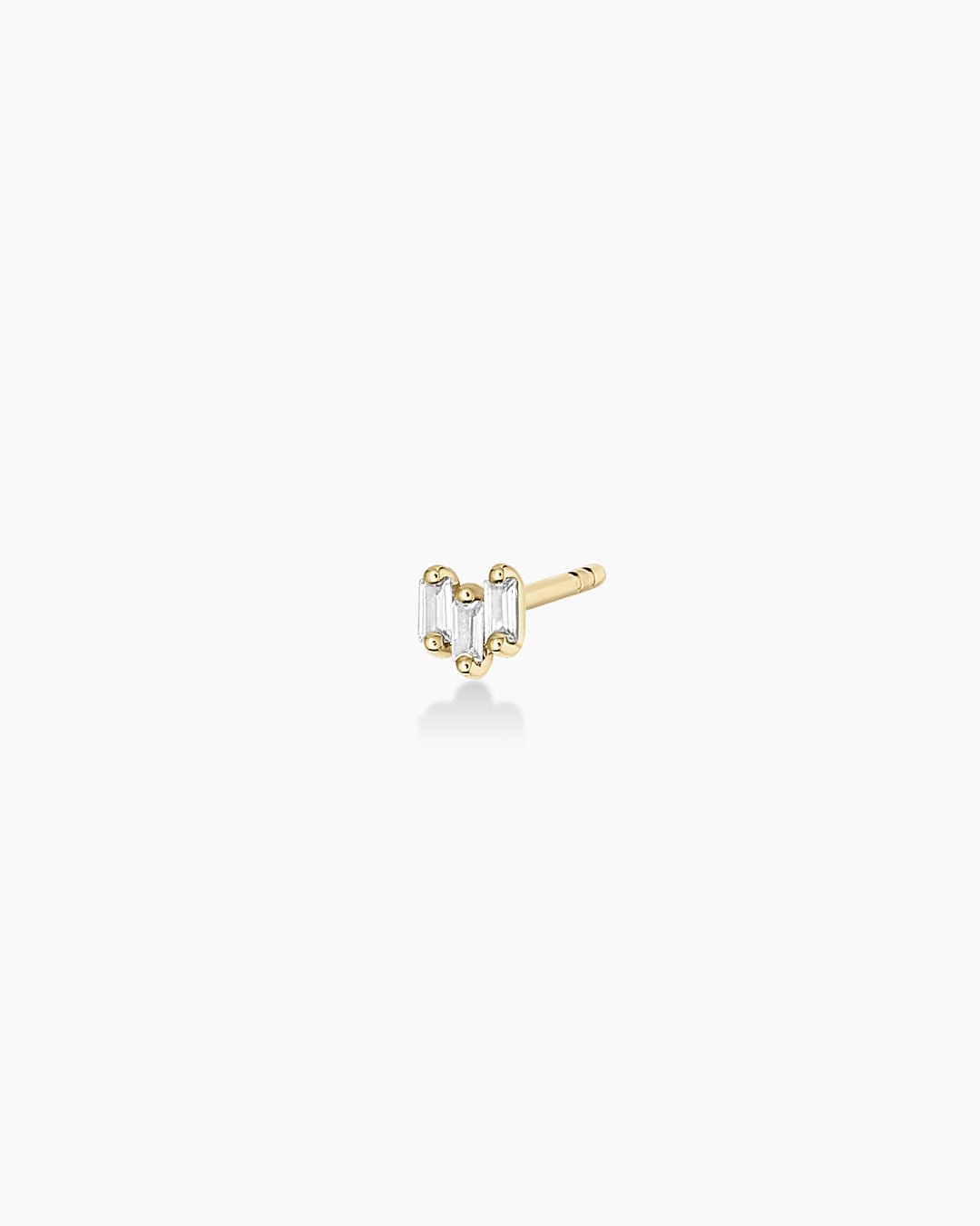 White Sapphire Amara Trio Studs || option::14k Solid Gold, Single