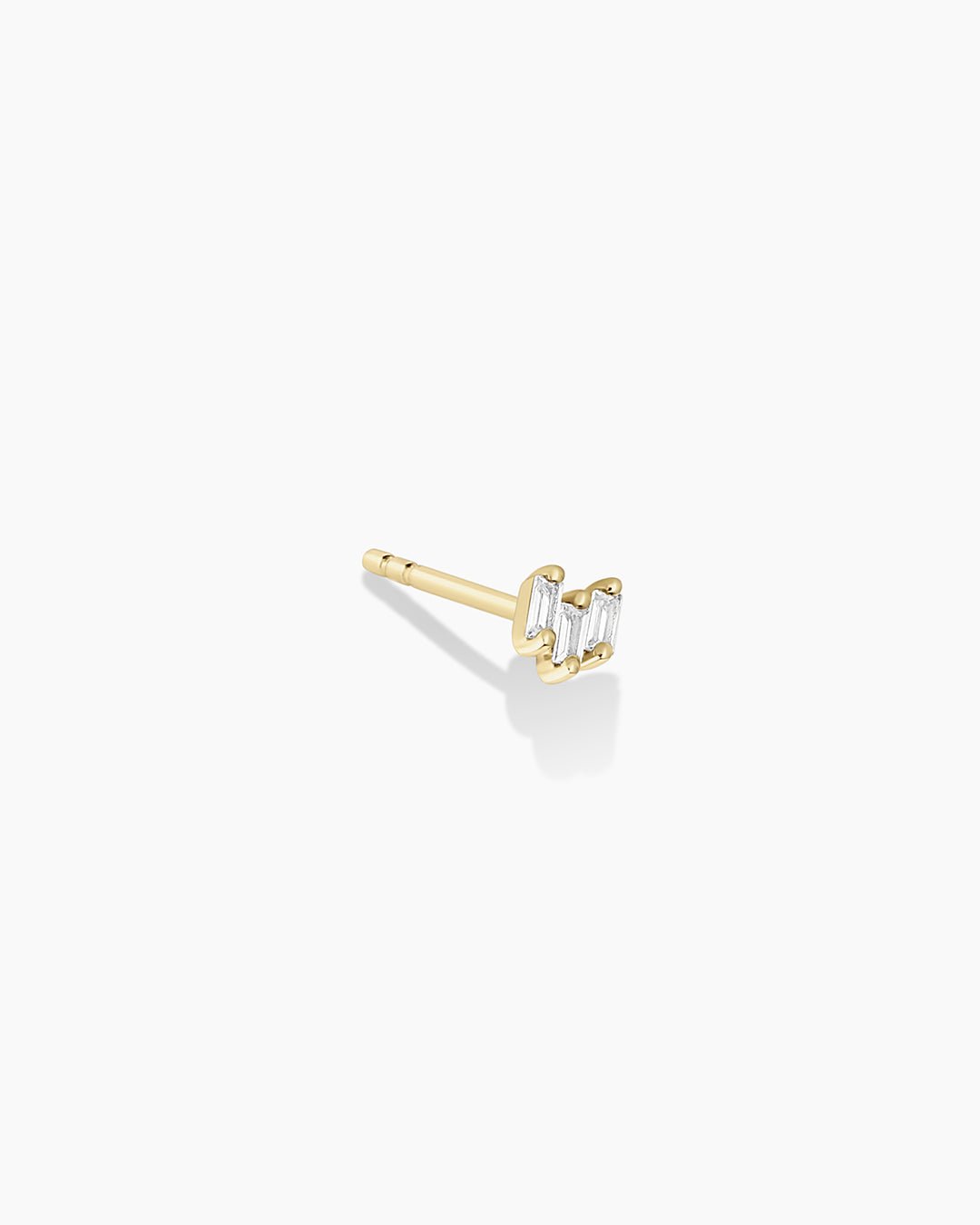 White Sapphire Amara Trio Studs || option::14k Solid Gold, Single