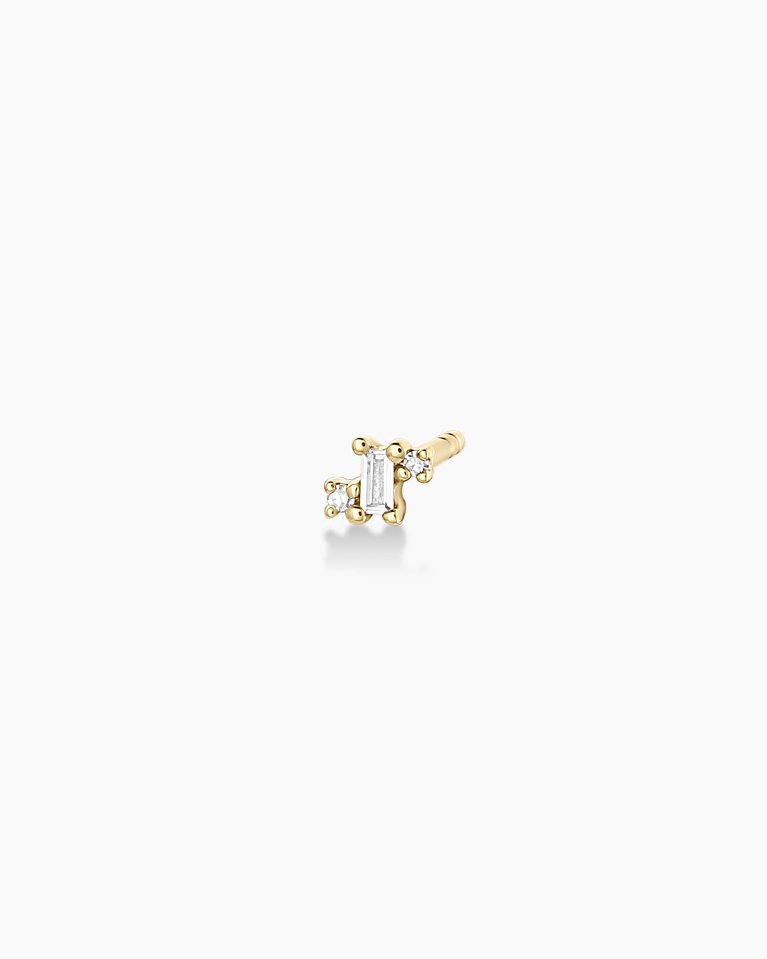 Diamond and White Sapphire Amara Cluster Studs || option::14k Solid Gold, Single