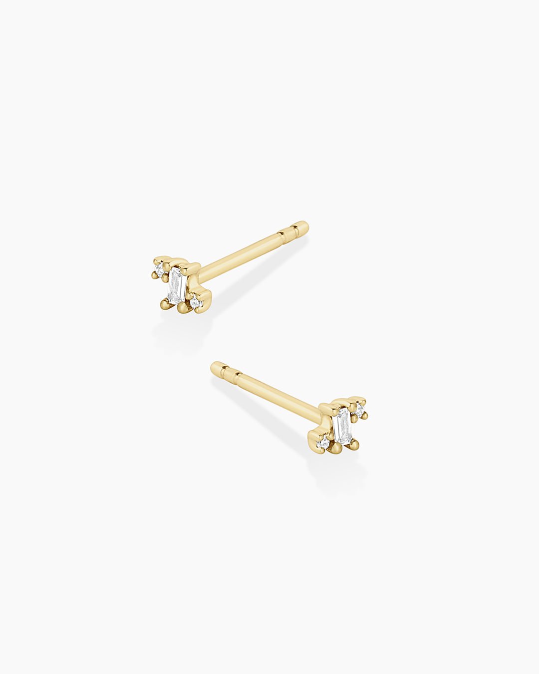 Diamond and White Sapphire Amara Cluster Studs || option::14k Solid Gold