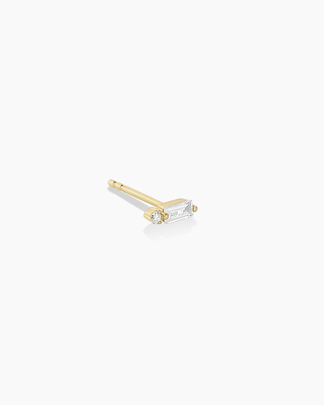 Diamond and White Sapphire Amara Charm Studs || option::14k Solid Gold, Single