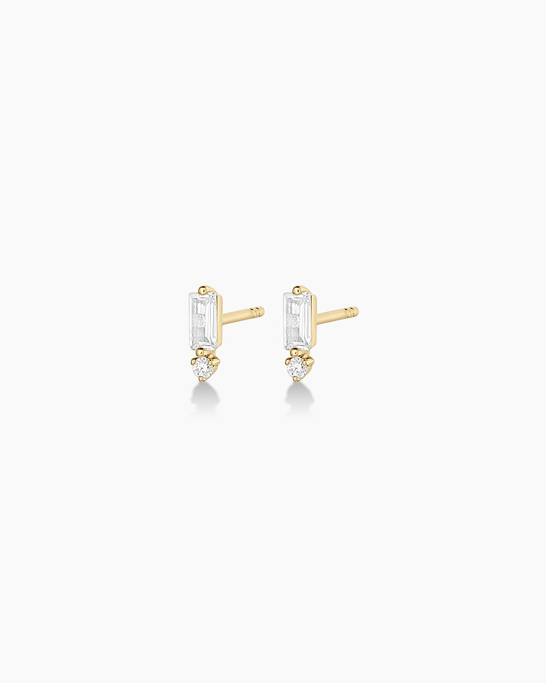 Diamond and White Sapphire Amara Charm Studs || option::14k Solid Gold, Pair