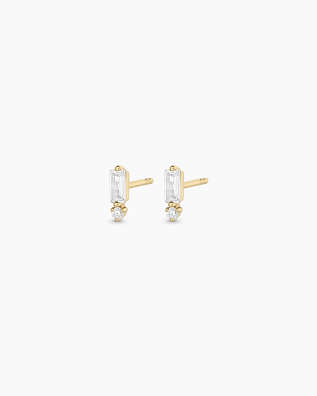 Diamond and White Sapphire Amara Charm Studs || option::14k Solid Gold