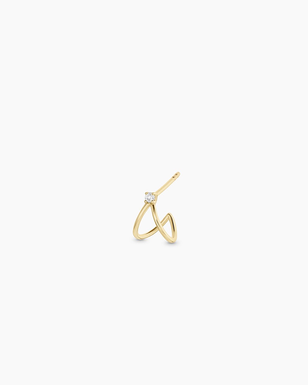 Diamond Solitaire Split Huggies || option::14k Solid Gold