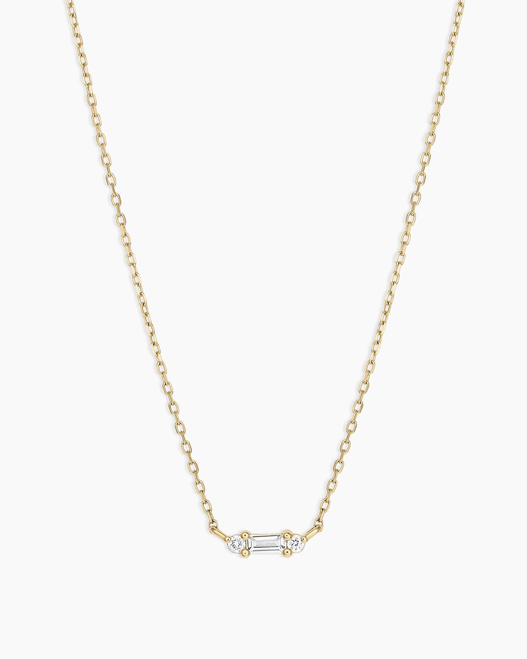 Diamond and White Sapphire Amara Charm Necklace || option::14k Solid Gold