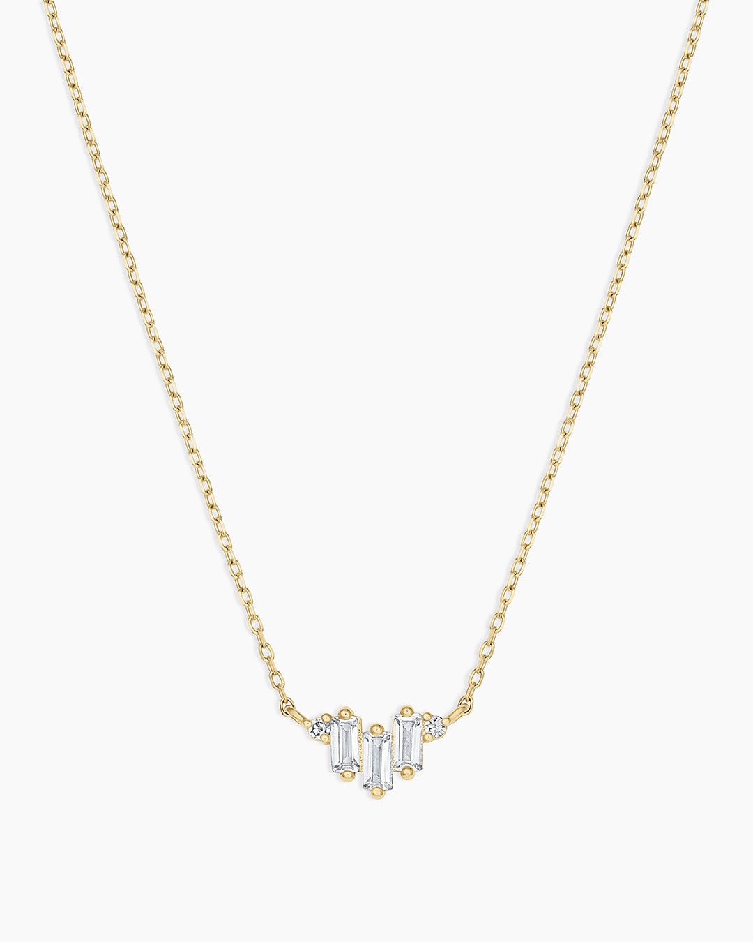 Diamond and White Sapphire Amara Trio Necklace || option::14k Solid Gold