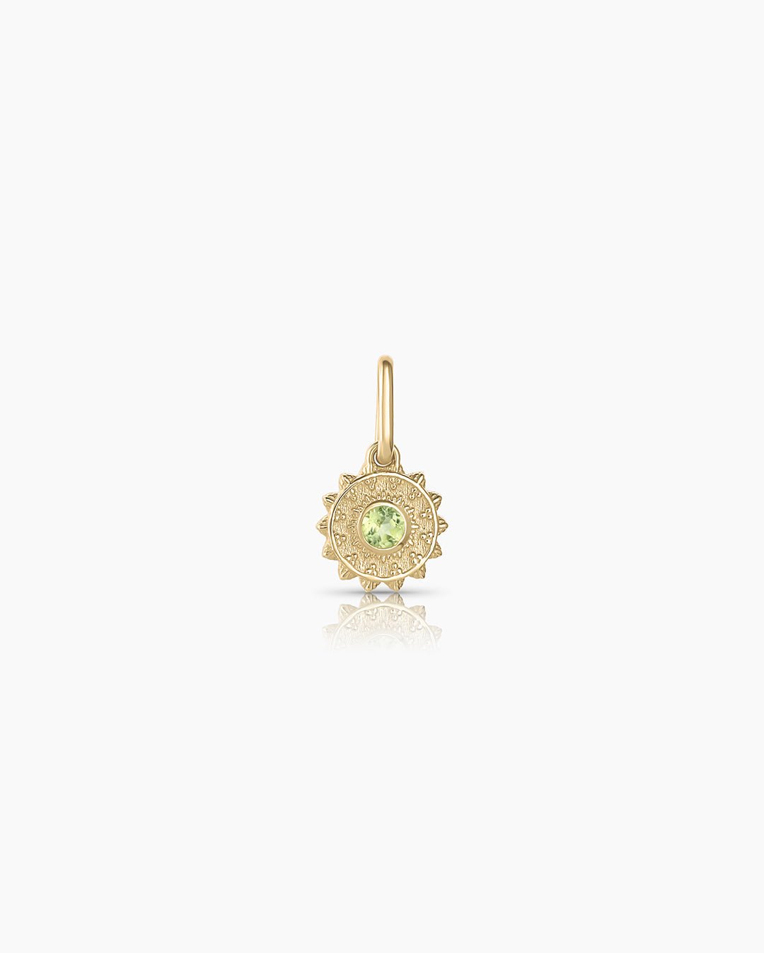 Sun Birthstone Charm || option::14k Solid Gold, Peridot -  August