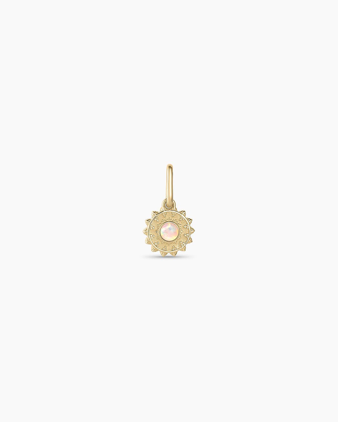 Sun Birthstone Charm || option::14k Solid Gold, Opal - October