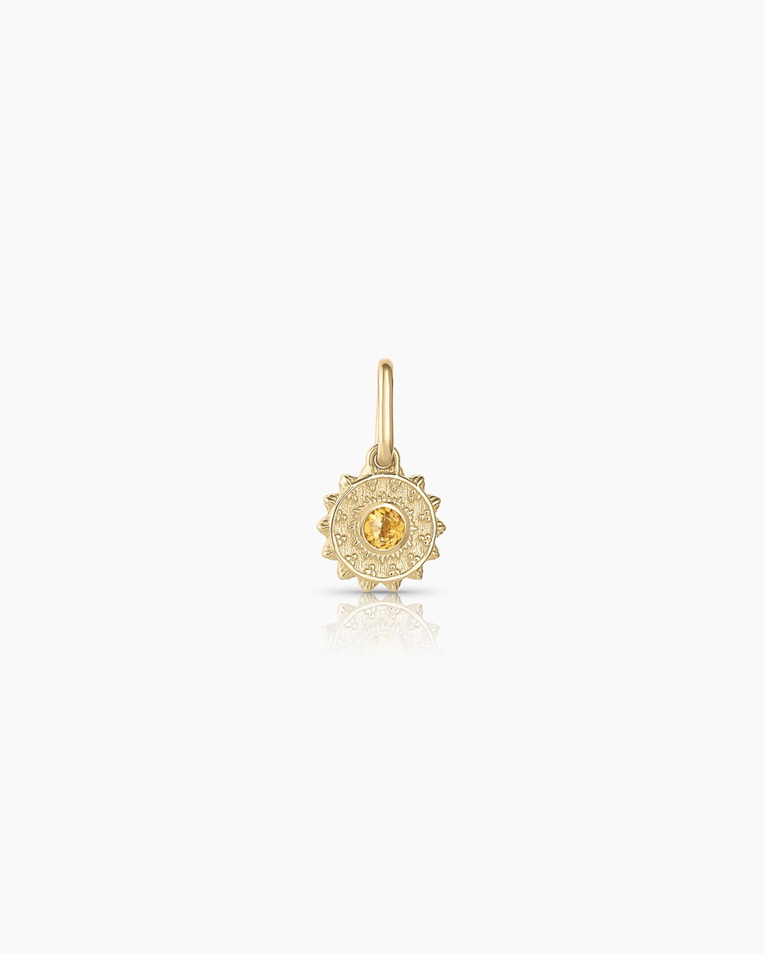 Sun Birthstone Charm || option::14k Solid Gold, Citrine - November