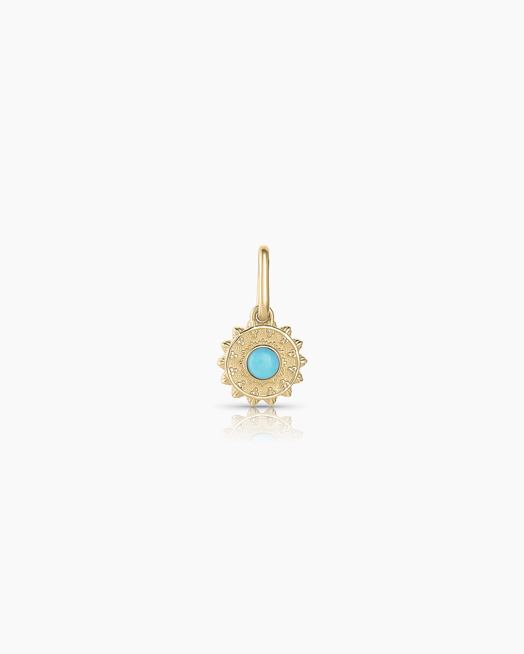 Sun Birthstone Charm || option::14k Solid Gold, Turquoise - December