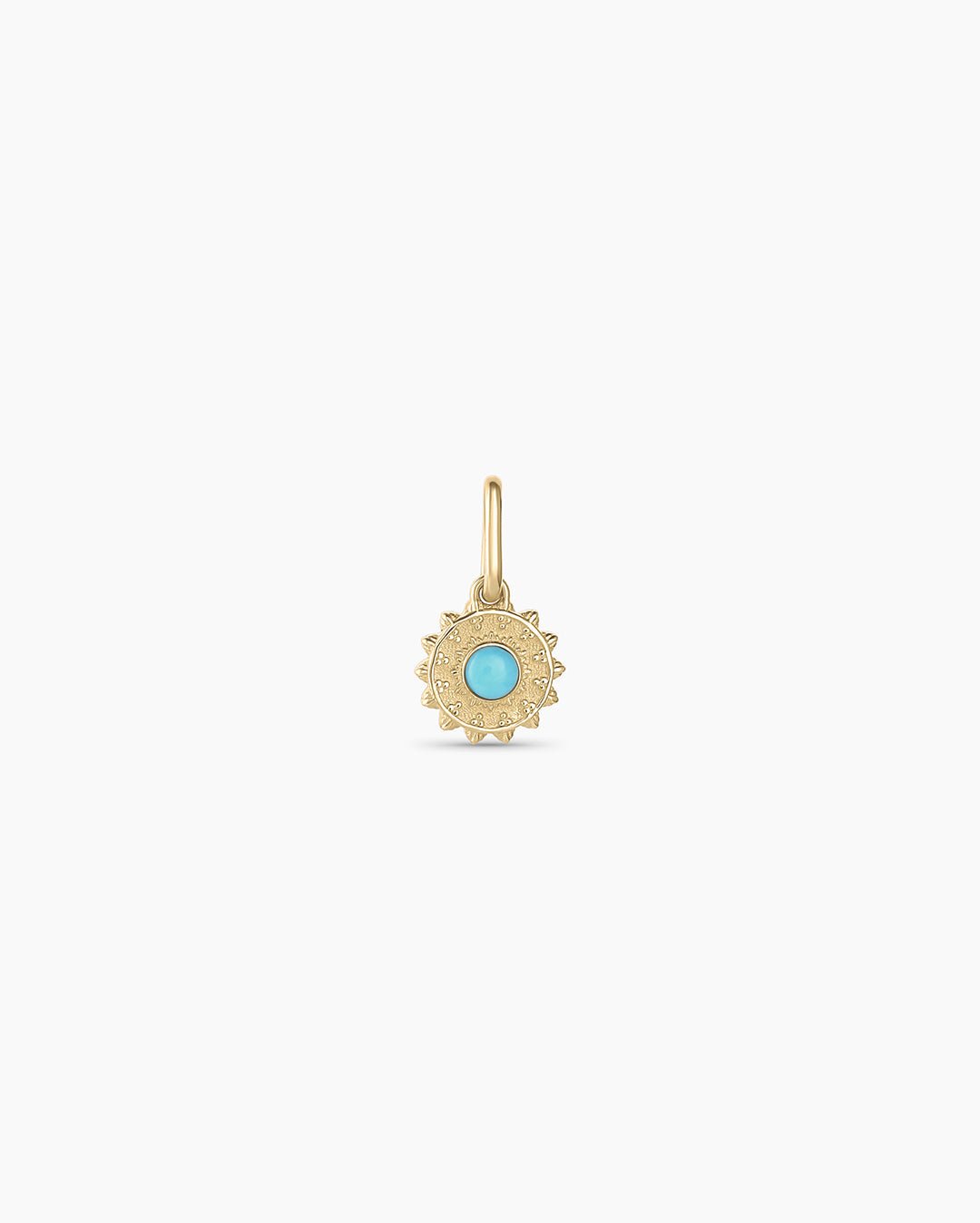 Sun Birthstone Charm || option::14k Solid Gold, Turquoise - December