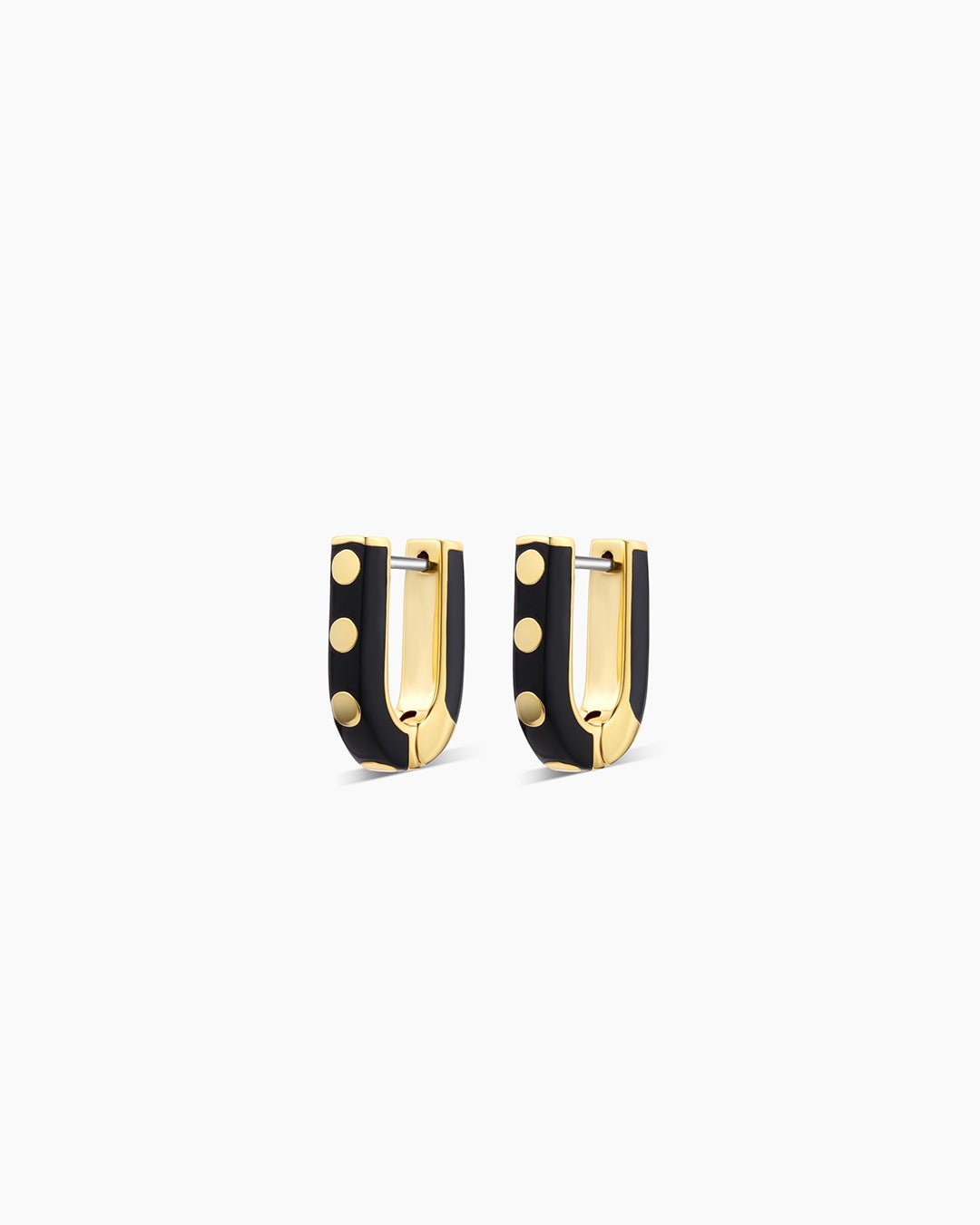 Asher Link Huggies (Enamel) || option::18k Gold Plated, Black