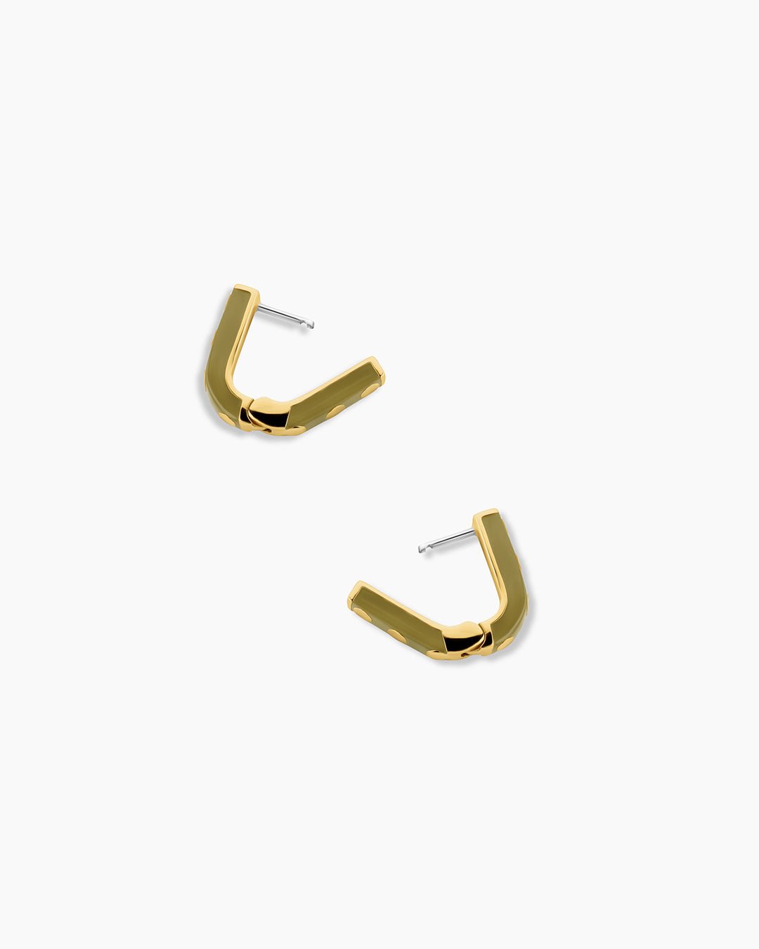 Asher Link Huggies (Enamel) || option::18k Gold Plated, Sage