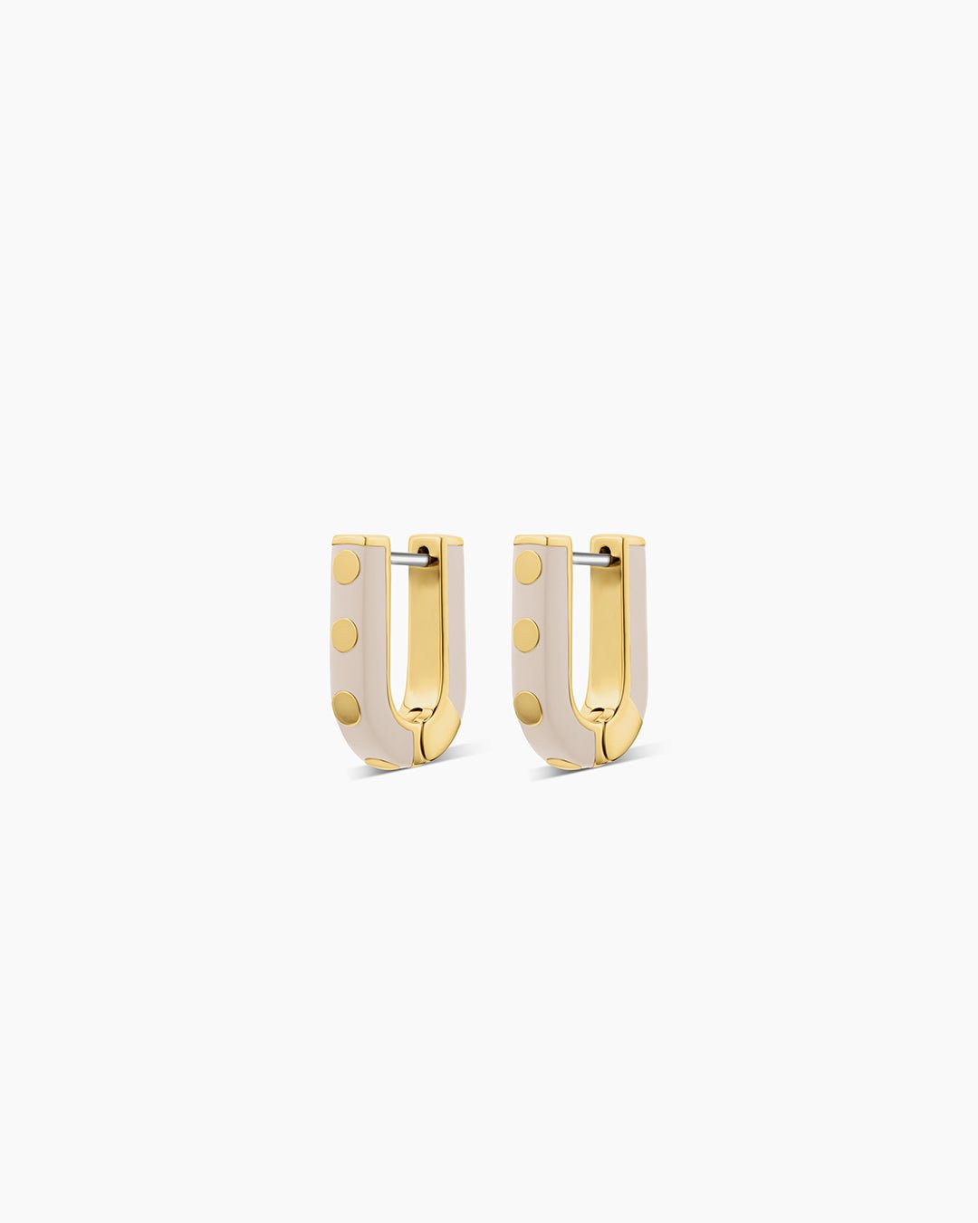 Asher Link Huggies (Enamel) || option::18k Gold Plated, Stone