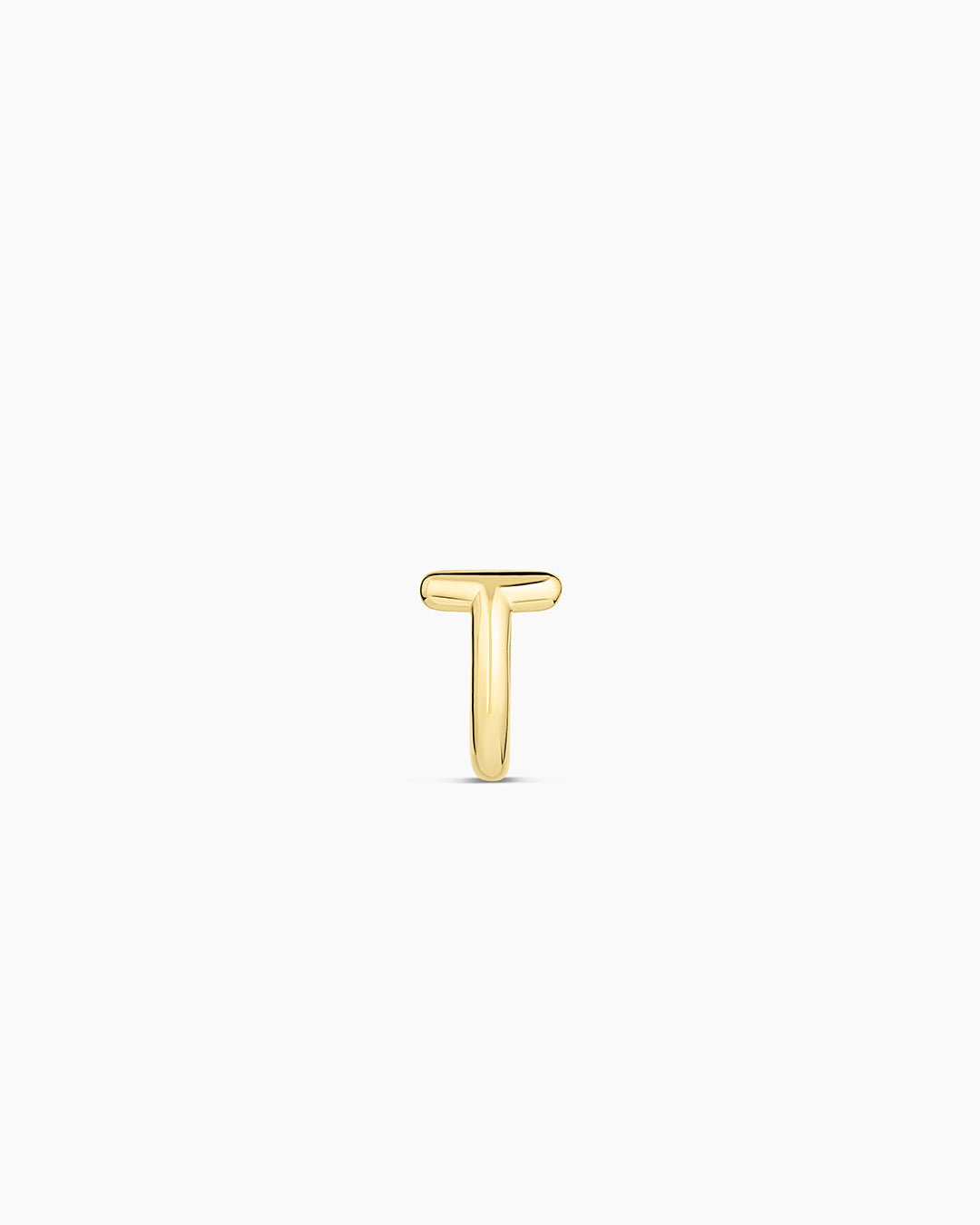 Alphabet Huggie || option::18k Gold Plated, T