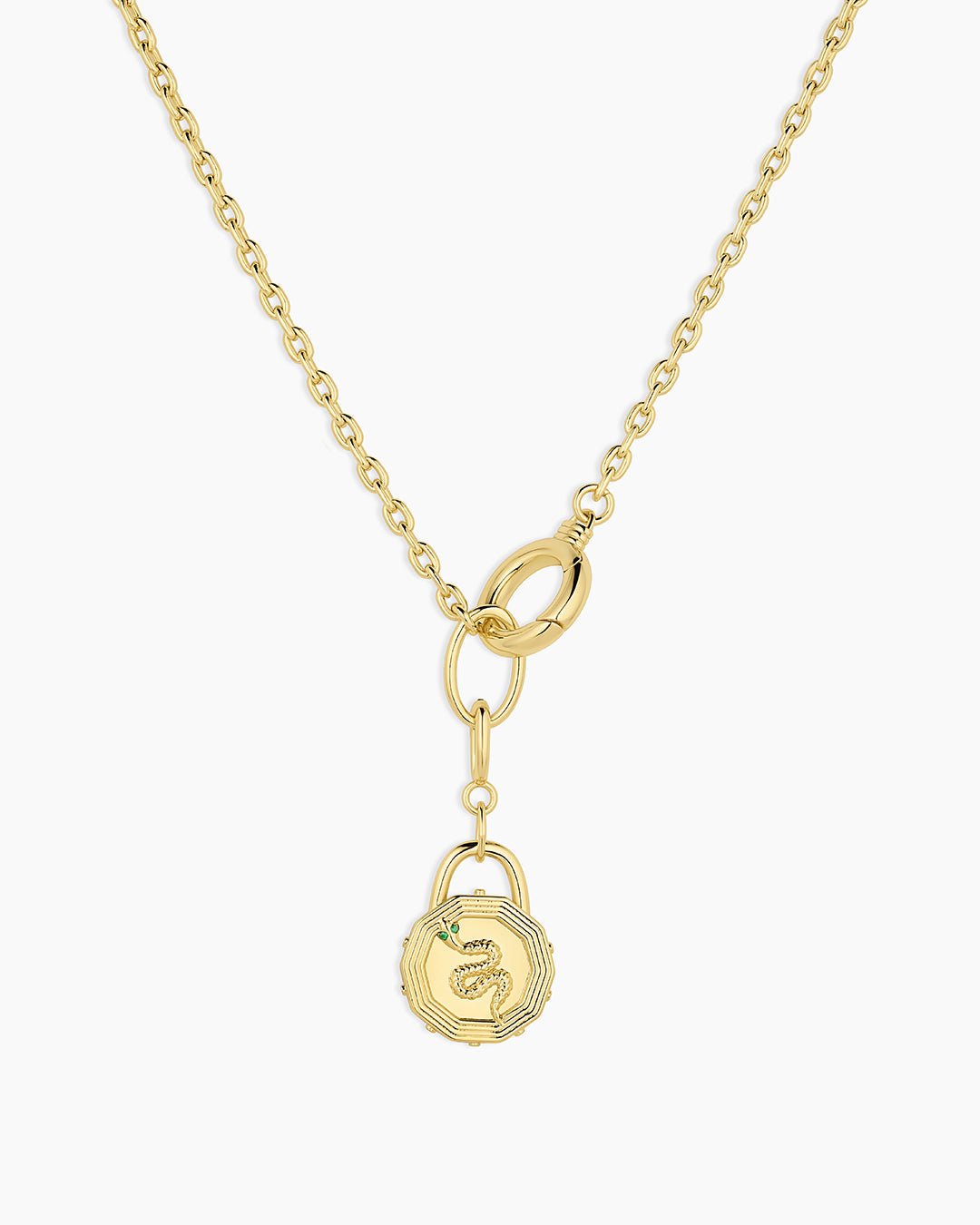 Avery Mini Snake Coin Necklace || option::18k Gold Plated