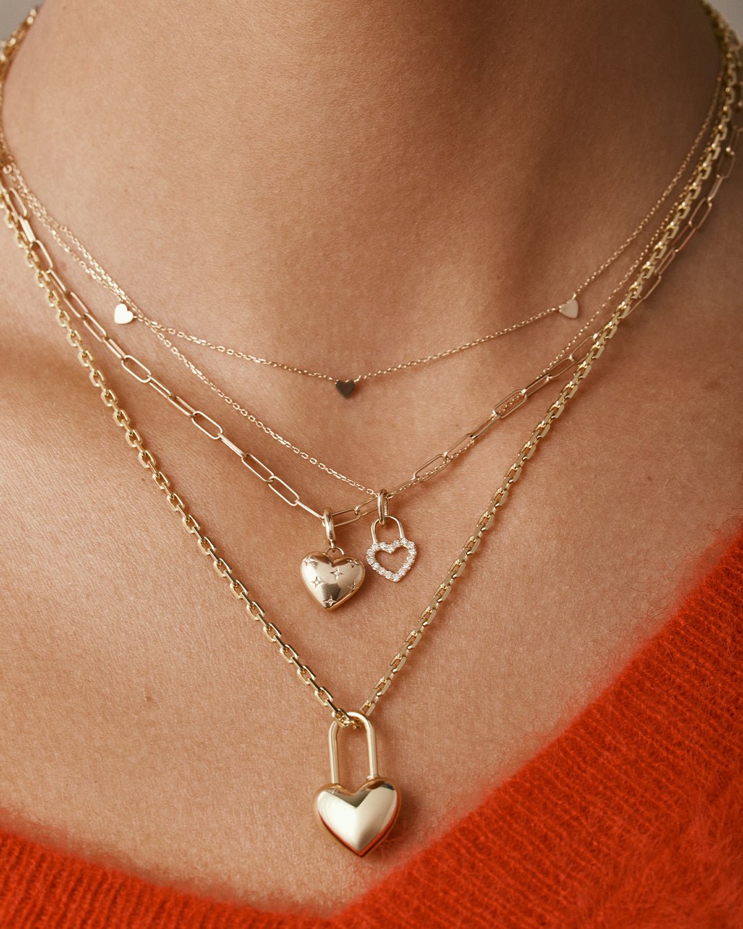 Heart Padlock Charm || option::18k Gold Plated