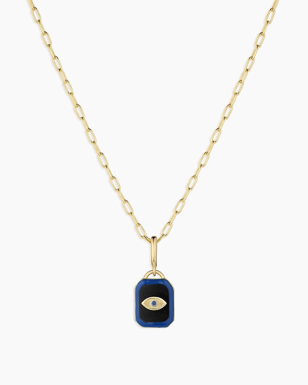 Power Gemstone Parker Charm Necklace Protection || option::18k Gold Plated, Black Onyx