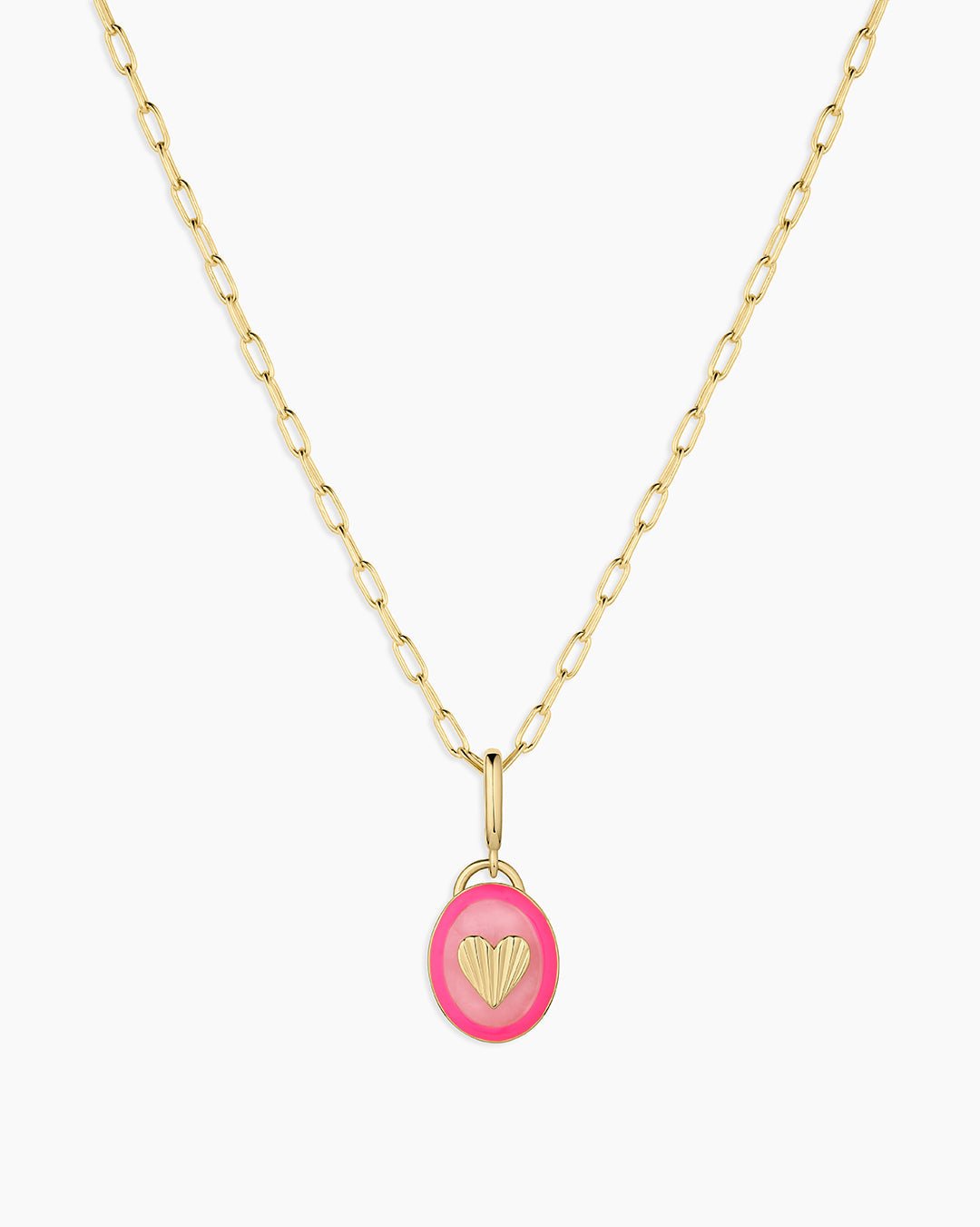 Power Gemstone Parker Charm Necklace Love || option::18k Gold Plated, Rose Quartz