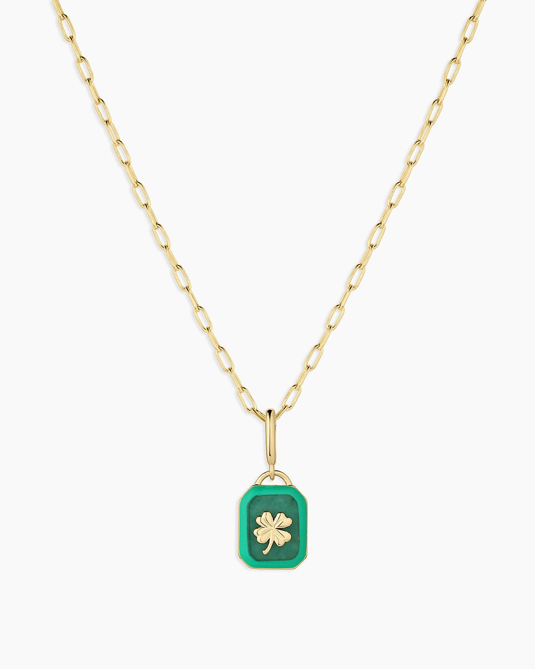 Power Gemstone Parker Charm Necklace Luck || option::18k Gold Plated, Aventurine