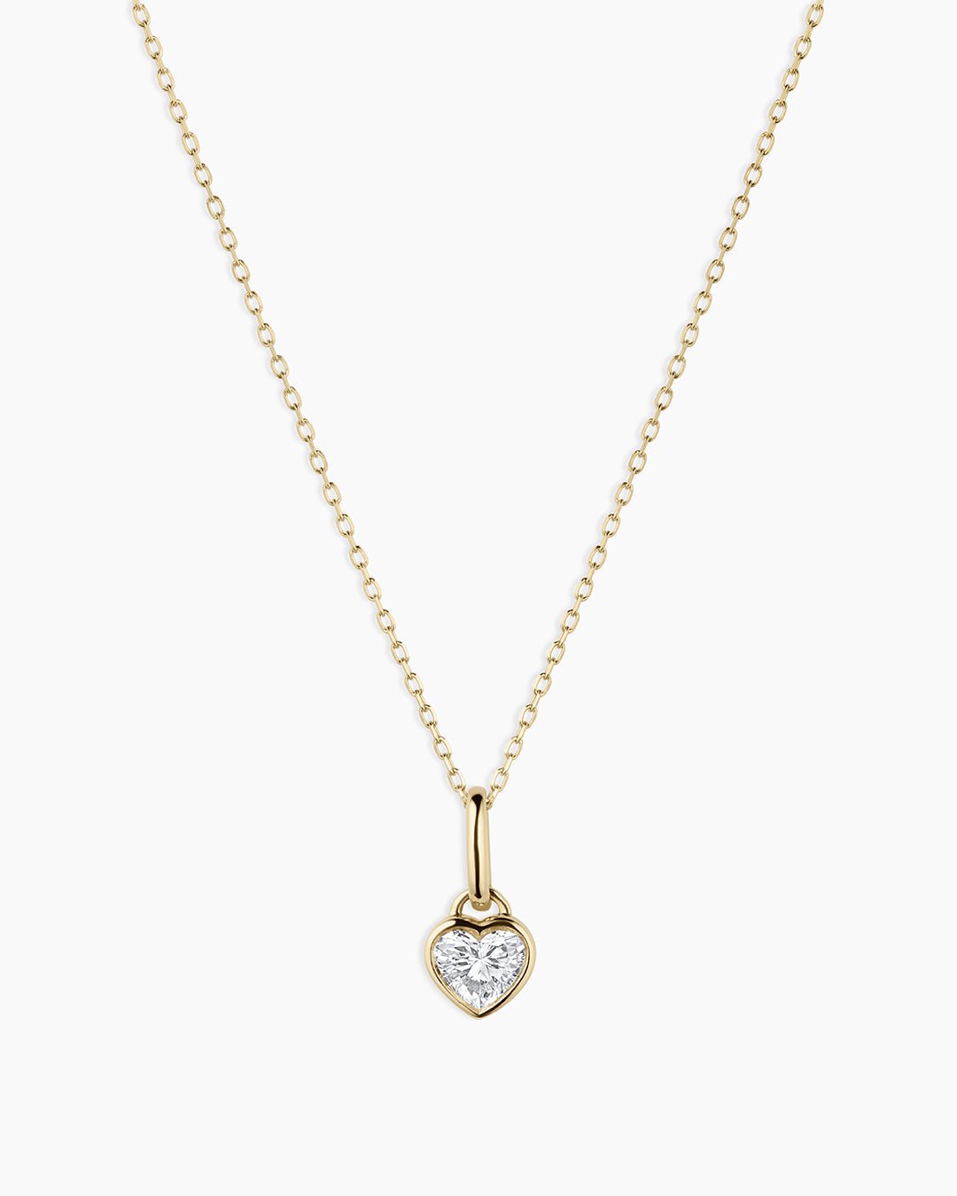 Lab Grown Diamond Heart Charm Necklace || option::14k Solid Gold