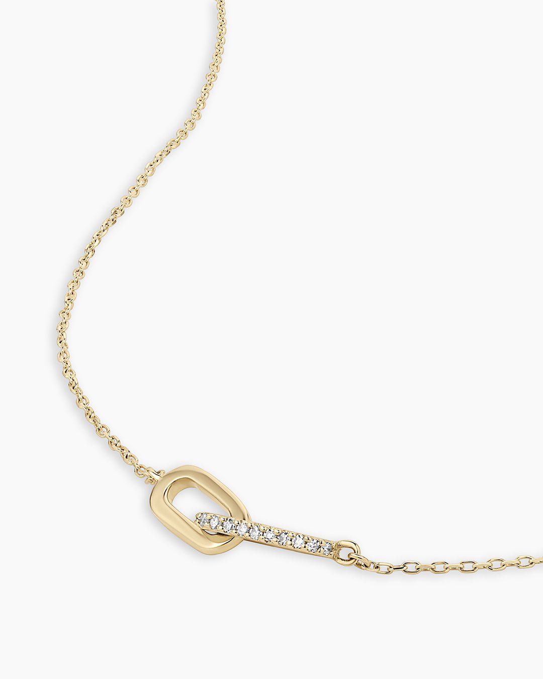 Diamond Bond Interlocking Link  Necklace || option::14k Solid Gold, Single