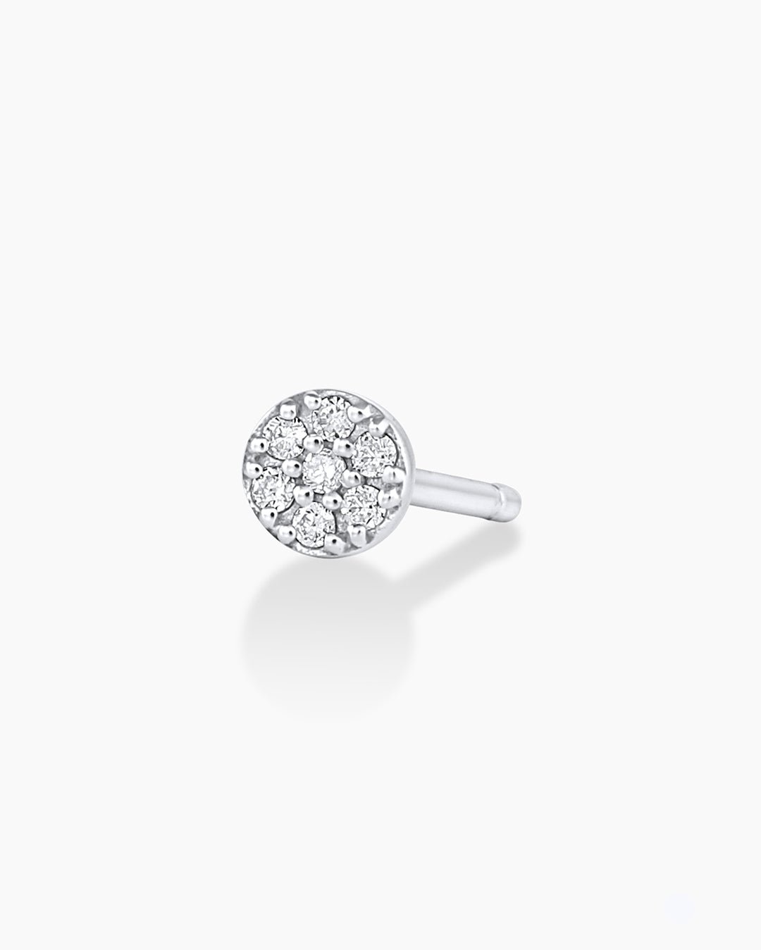 Diamond Pave Studs || option::14k Solid White Gold, Single