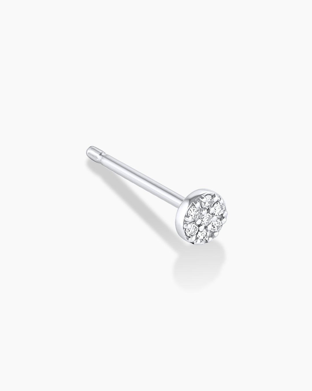 Diamond Pave Studs || option::14k Solid White Gold, Single