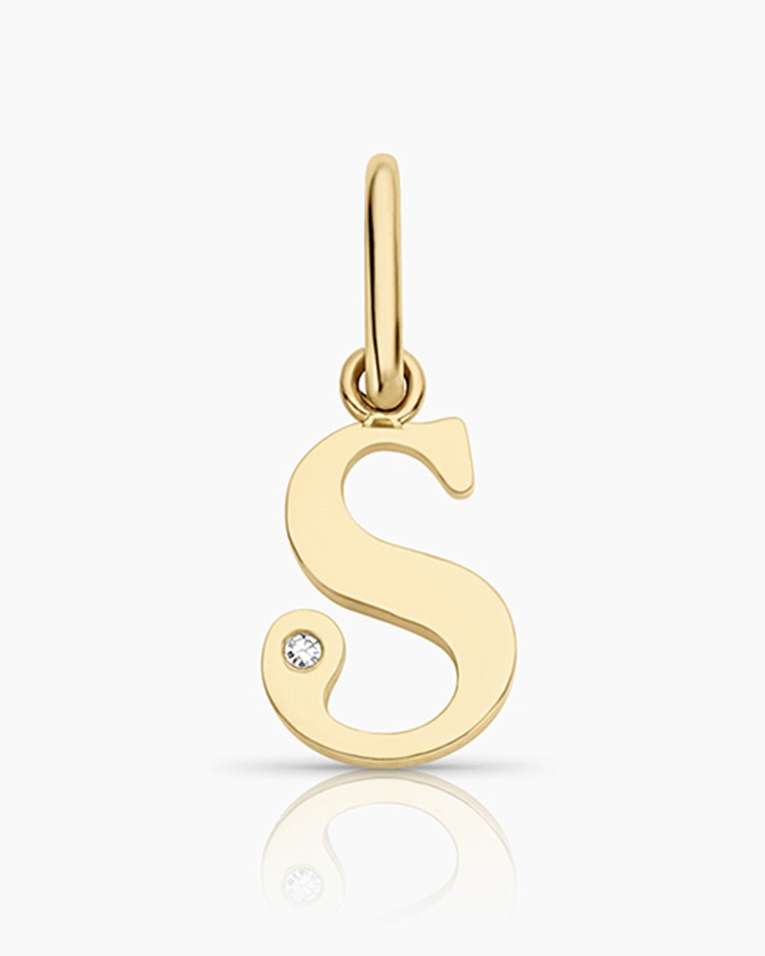 Diamond Vintage Alphabet Charm || option::14k Solid Gold, S