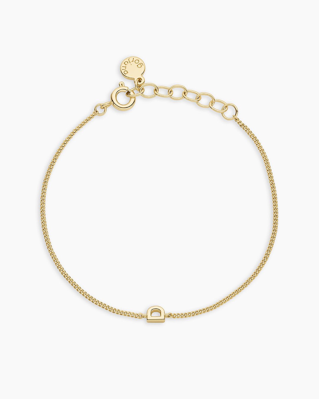 Wilder Mini Alphabet Bracelet || option::18k Gold Plated, D