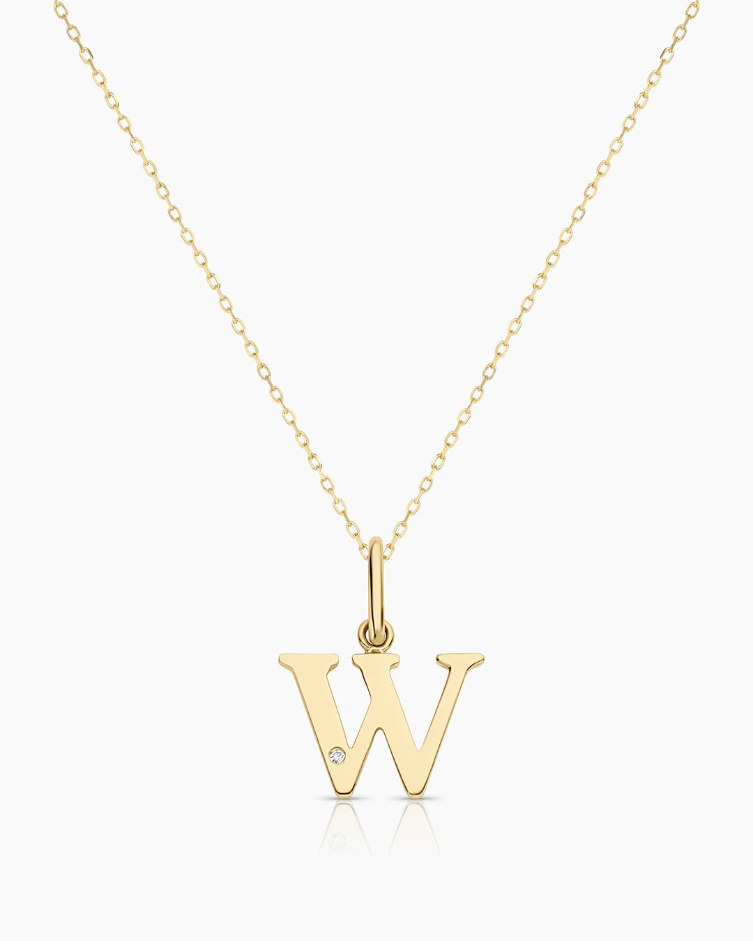 Diamond Vintage Alphabet Necklace || option::14k Solid Gold, W