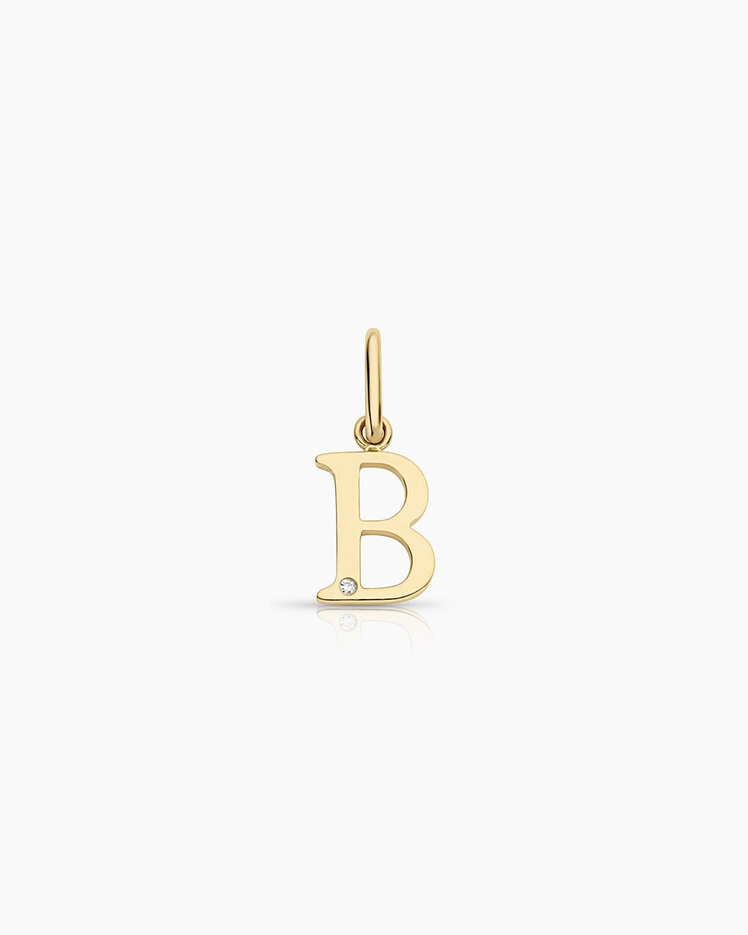 Diamond Vintage Alphabet Charm || option::14k Solid Gold, B